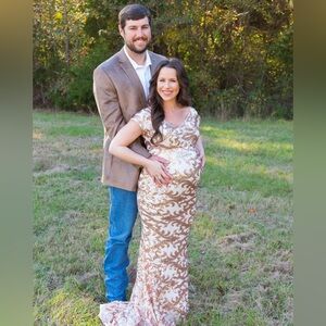 Ivory Rose Gold Sequin Maternity Dress